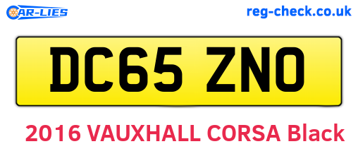 DC65ZNO are the vehicle registration plates.