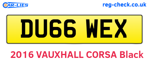 DU66WEX are the vehicle registration plates.