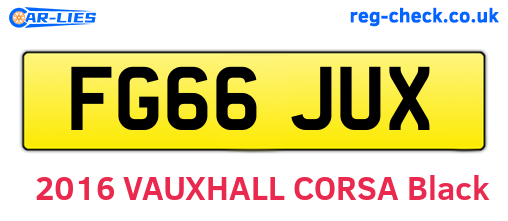 FG66JUX are the vehicle registration plates.