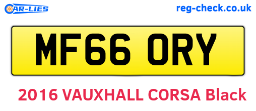 MF66ORY are the vehicle registration plates.