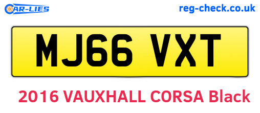 MJ66VXT are the vehicle registration plates.