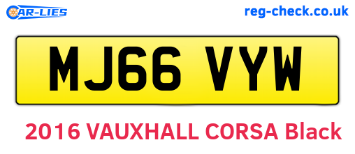 MJ66VYW are the vehicle registration plates.