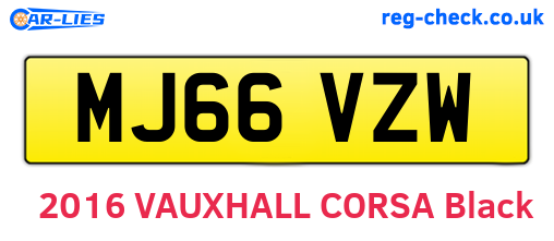 MJ66VZW are the vehicle registration plates.