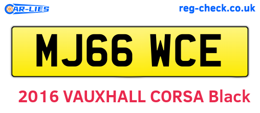 MJ66WCE are the vehicle registration plates.