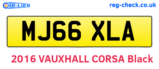MJ66XLA are the vehicle registration plates.
