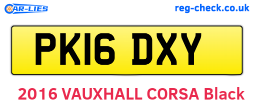 PK16DXY are the vehicle registration plates.