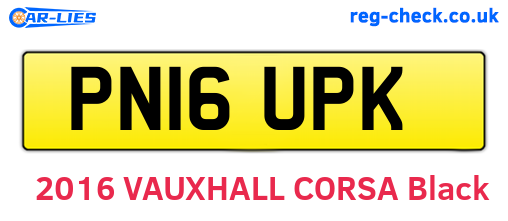 PN16UPK are the vehicle registration plates.