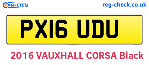 PX16UDU are the vehicle registration plates.