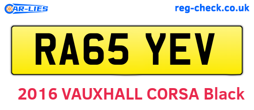 RA65YEV are the vehicle registration plates.