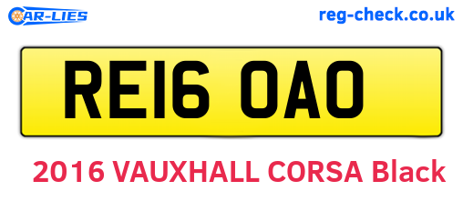 RE16OAO are the vehicle registration plates.
