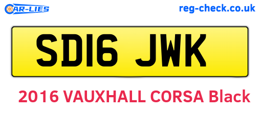 SD16JWK are the vehicle registration plates.