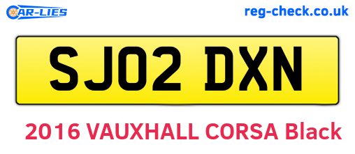 SJ02DXN are the vehicle registration plates.