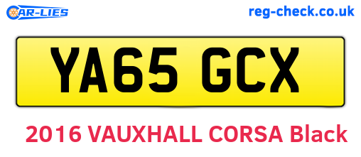 YA65GCX are the vehicle registration plates.