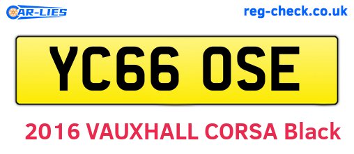 YC66OSE are the vehicle registration plates.