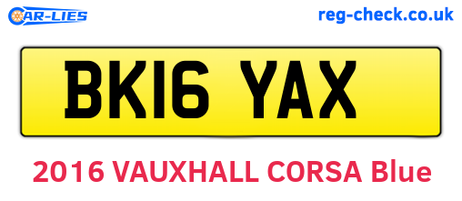 BK16YAX are the vehicle registration plates.