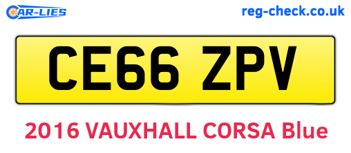 CE66ZPV are the vehicle registration plates.
