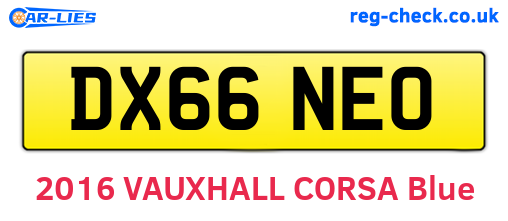 DX66NEO are the vehicle registration plates.