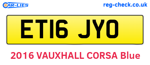 ET16JYO are the vehicle registration plates.