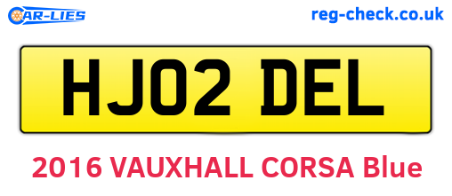 HJ02DEL are the vehicle registration plates.