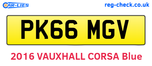 PK66MGV are the vehicle registration plates.