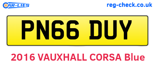 PN66DUY are the vehicle registration plates.