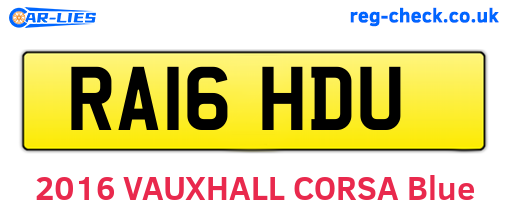 RA16HDU are the vehicle registration plates.