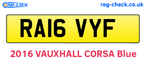 RA16VYF are the vehicle registration plates.