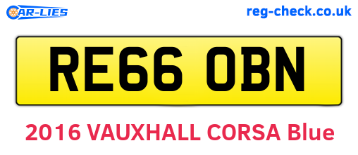 RE66OBN are the vehicle registration plates.