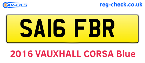 SA16FBR are the vehicle registration plates.