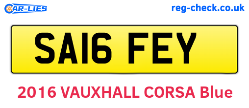 SA16FEY are the vehicle registration plates.