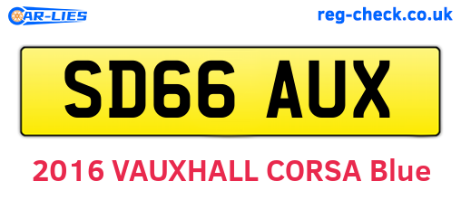 SD66AUX are the vehicle registration plates.