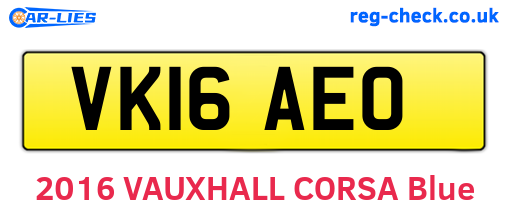 VK16AEO are the vehicle registration plates.