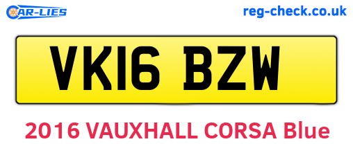 VK16BZW are the vehicle registration plates.