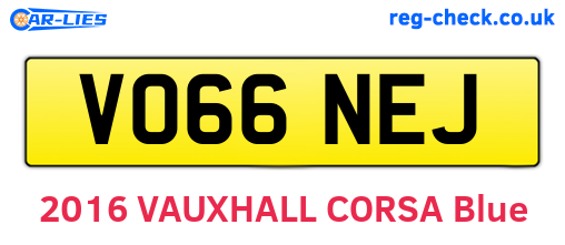 VO66NEJ are the vehicle registration plates.