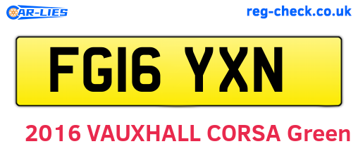 FG16YXN are the vehicle registration plates.