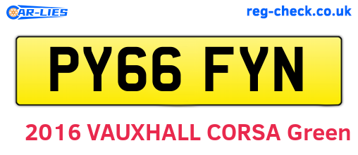PY66FYN are the vehicle registration plates.