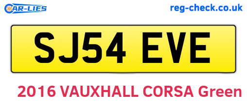 SJ54EVE are the vehicle registration plates.