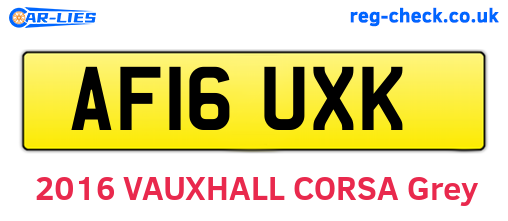 AF16UXK are the vehicle registration plates.