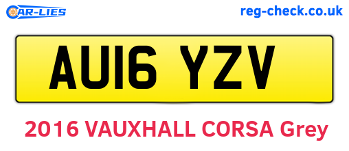 AU16YZV are the vehicle registration plates.