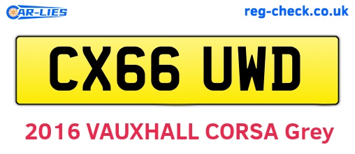 CX66UWD are the vehicle registration plates.