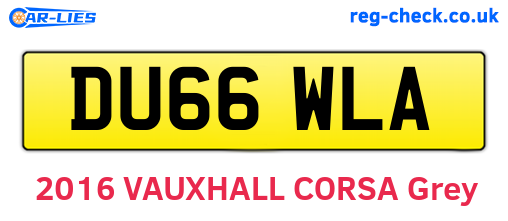 DU66WLA are the vehicle registration plates.
