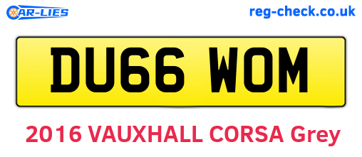 DU66WOM are the vehicle registration plates.