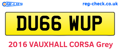 DU66WUP are the vehicle registration plates.