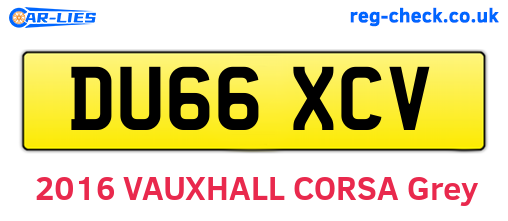 DU66XCV are the vehicle registration plates.