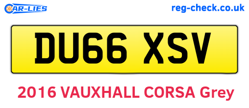 DU66XSV are the vehicle registration plates.
