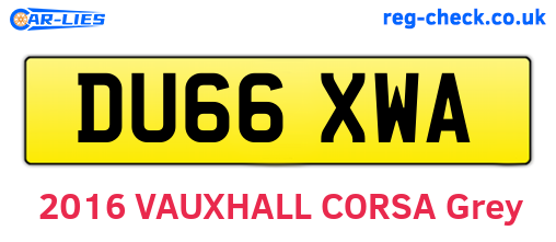 DU66XWA are the vehicle registration plates.
