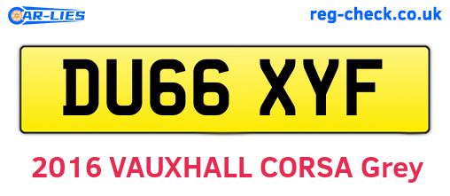 DU66XYF are the vehicle registration plates.