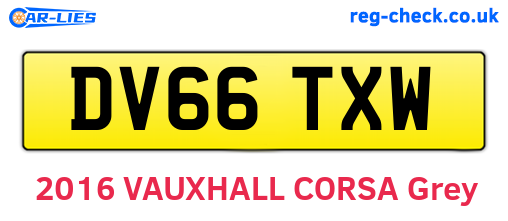 DV66TXW are the vehicle registration plates.