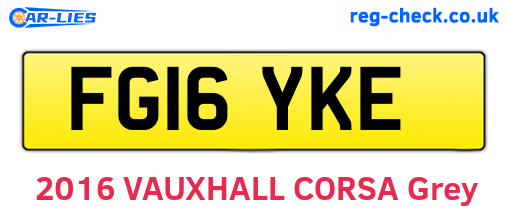 FG16YKE are the vehicle registration plates.