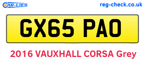 GX65PAO are the vehicle registration plates.